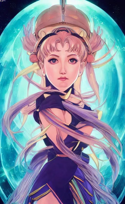 Image similar to symmetry!! portrait of sailor moon! alien in the style of horizon zero dawn, machine face, intricate, elegant, highly detailed, digital painting, artstation, concept art, smooth, sharp focus, illustration, art by artgerm and greg rutkowski and alphonse mucha, 8 k