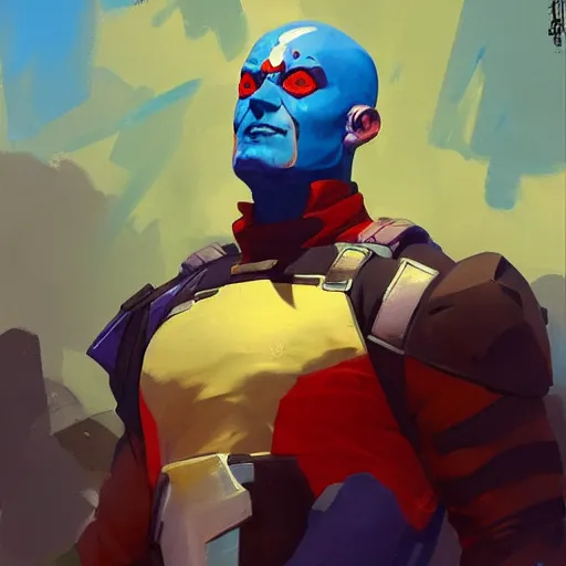 Image similar to greg manchess portrait painting of yondu as overwatch character, medium shot, asymmetrical, profile picture, organic painting, sunny day, matte painting, bold shapes, hard edges, street art, trending on artstation, by huang guangjian and gil elvgren and sachin teng