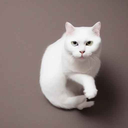 Image similar to a white cat with a hat on its head, a stock photo by Miao Fu, shutterstock contest winner, rasquache, stock photo, stylish, white background