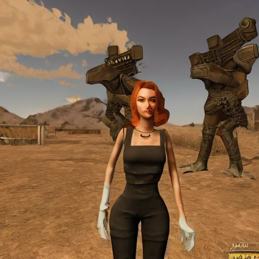 Image similar to Amouranth in UE5 Fallout New Vegas Mod, high detail, award winning