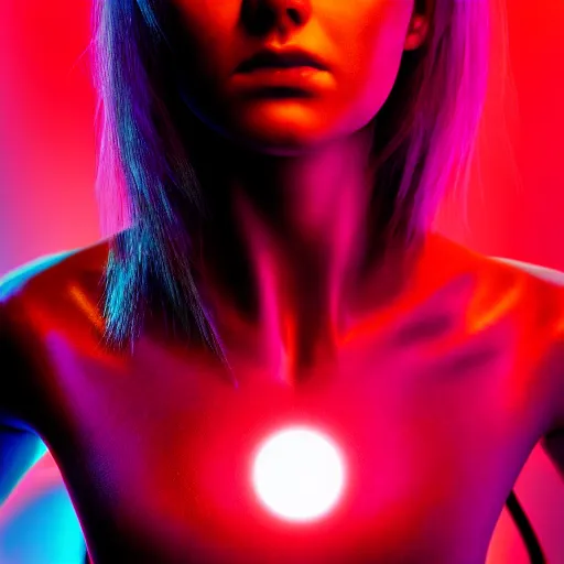 Image similar to futuristic girl, portrait, Cyberpunk, glowing skin, extremely detailed, sharp focus, model