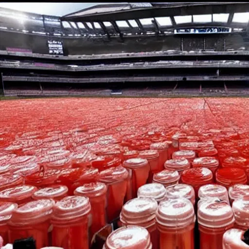 eminem rapping in a stadium filled with ketchup Stable Diffusion