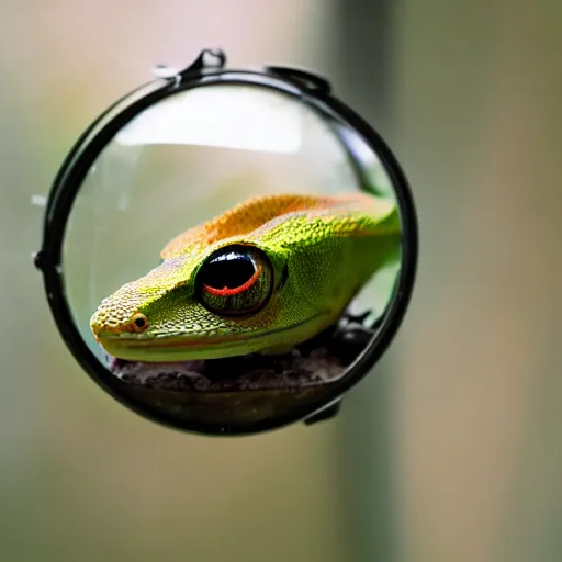 Prompt: gecko sitting inside a terrarium, cinematic, 8 k resolution