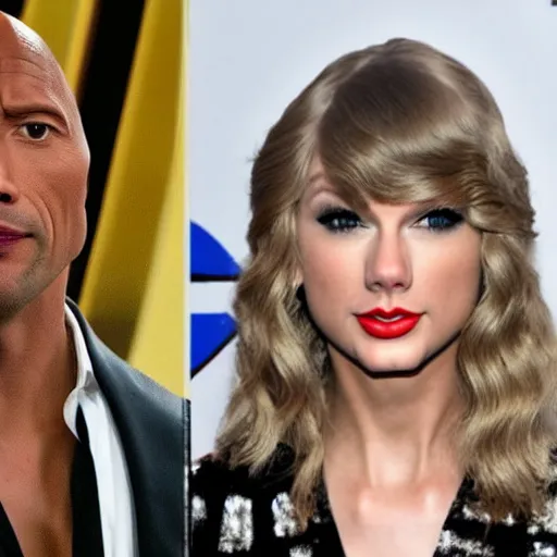 Image similar to Dwayne the rock Johnson, Taylor swift hair, Taylor swift face