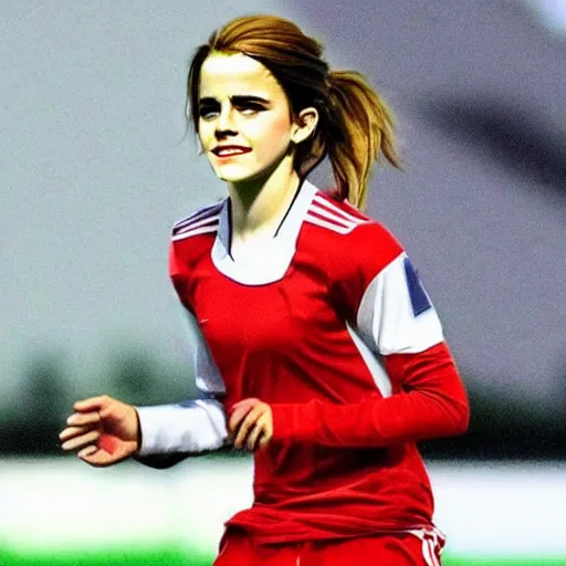 Prompt: emma watson as lokomotiv football player, hyper realistic