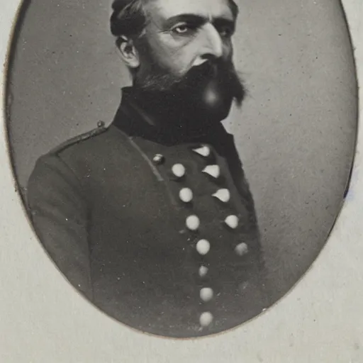 Image similar to A 1858 photo of General Pitzer - a union General known for his pipe that blew bubbles