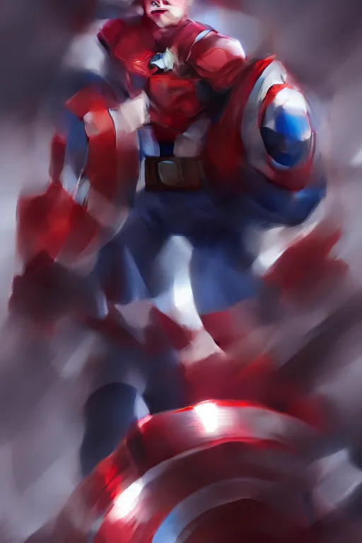 Image similar to Captain America high quality digital painting in the style of Cushart, Krenz