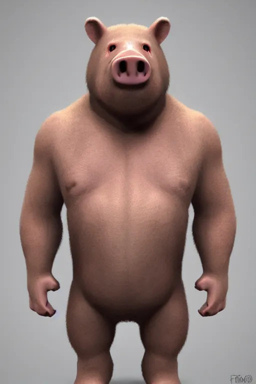 Image similar to half man half bear half pig, marvel comics style, octane render, trending on artstation,