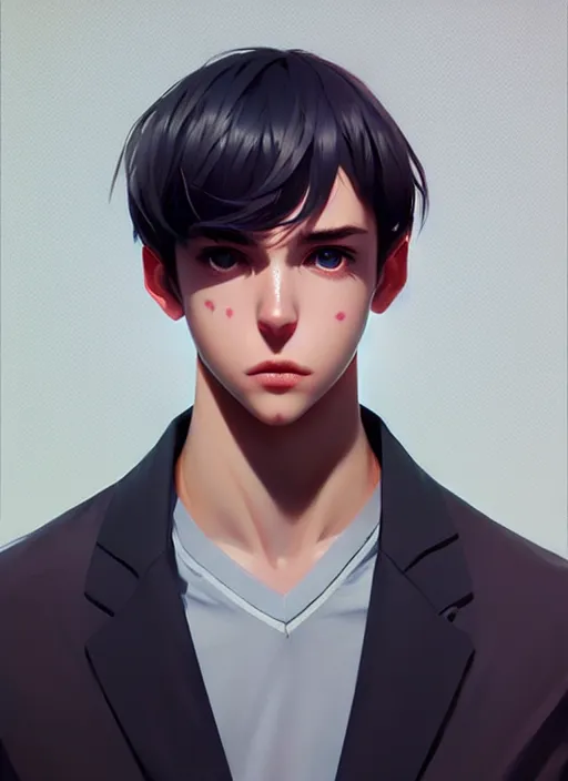 Prompt: a very handsome, girly boy of eighteen with grey eyes and hair and a tear mole under his right eye perfect face, symmetric eyes, sharp focus, specular reflection, occlusion shadow, artstation, by ilya kuvshinov and jeremy lipking, light novel cover art, 3 d epic illustrations, symmetric body