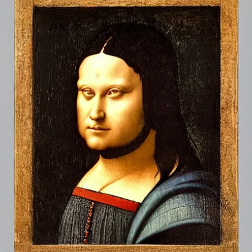 Prompt: a portrait of a fat but strong black haired king in the style of leonardo da vinci