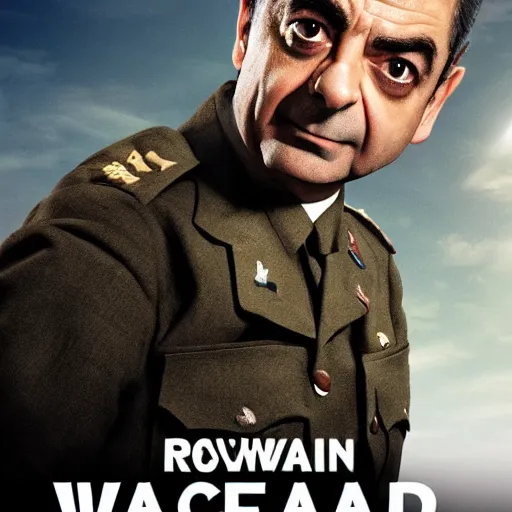 Image similar to rowan atkinson as epic war hero, movie poster, 8 k hd,