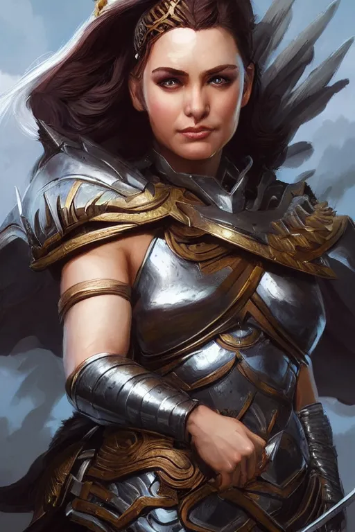 Image similar to amazon valkyrie athena, d & d, fantasy, portrait, highly detailed, headshot, digital painting, trending on artstation, concept art, sharp focus, illustration, art by artgerm and greg rutkowski and magali villeneuve