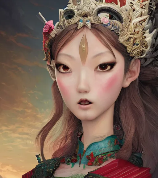 Prompt: an epic fantasy comic book style portrait painting of a very elegant beautiful girl with a strong japanese aristocratic - style image, character design by mark ryden and pixar and hayao miyazaki, unreal 5, daz, hyperrealistic, octane render, cosplay, rpg portrait, dynamic lighting, intricate detail, summer vibrancy, cinematic