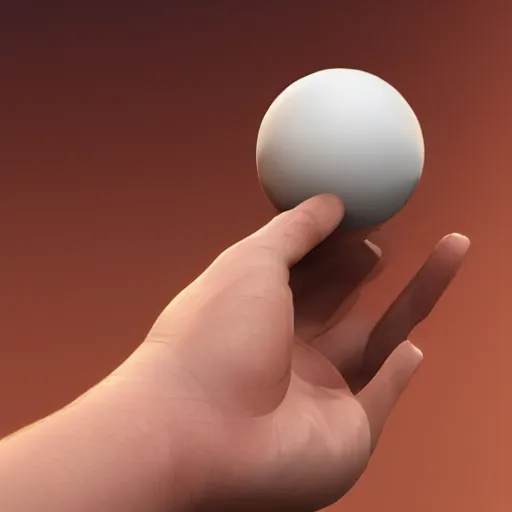 Image similar to photorealistic hand holding a ball that is hollow inside