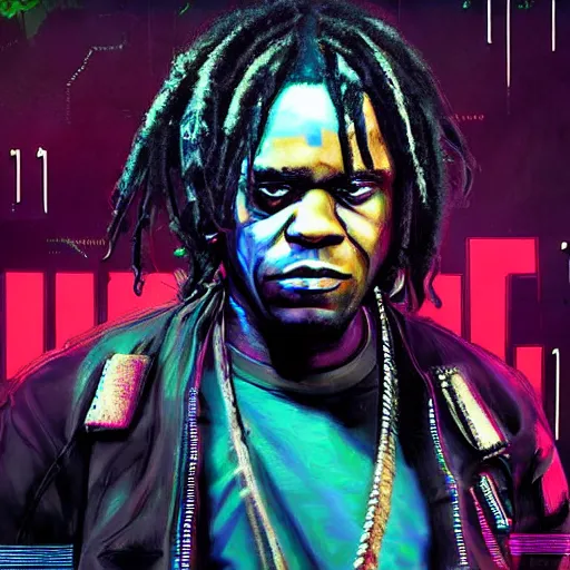 Image similar to chief keef in cyberpunk style digital art very detailed 4 k detailed super realistic