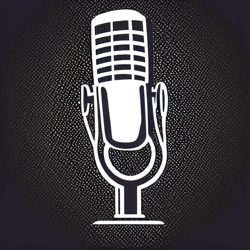 Image similar to iconic vector logo illustration of a microphone line art, bold