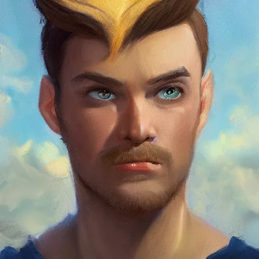 Image similar to a portrait of a hero in a disney movie, oil painting, pale colors, high detail, 8 k, wide angle, trending on artstation,