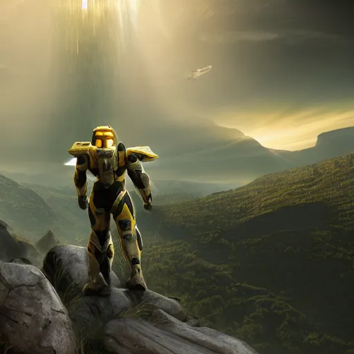 Prompt: halo\'s prophet of truth as a bee, 8k, unreal engine render, realistic lighting