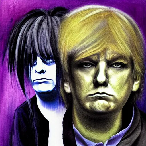 Prompt: emo scene girl donald trump, art by michael miller