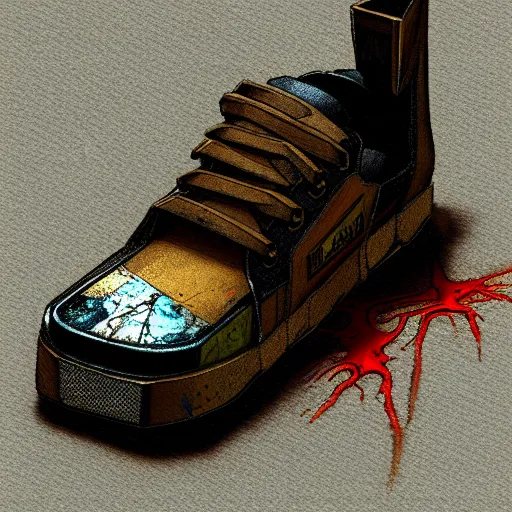 Image similar to low poly 8 k in style of half - life damaged shoe, high textured, conceptual, intricate detailed painting, illustration sharp detail, manga 1 9 9 0