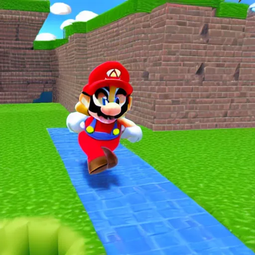 Prompt: in-game screenshot of Danny DeVito as Mario in Super Mario 64
