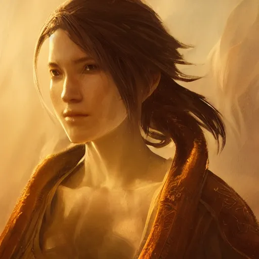 Image similar to unknown Final Fantasy character portrait, atmospheric lighting, painted, intricate, volumetric lighting, beautiful, golden hour, sharp focus, ultra detailed, by Leesha Hannigan, Ross Tran, Thierry Doizon, Kai Carpenter,Ignacio Fernández Ríos