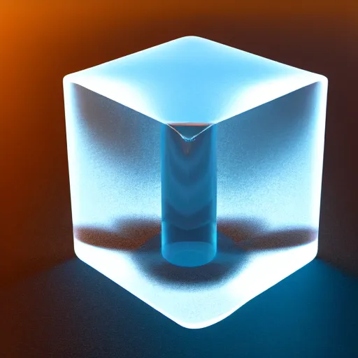 Image similar to Macro Shot of a big Clear Ice block with light reflecting and bouncing inside, hyperrealistic rendering, subsurface scattering, raytracing, pathtracing, illumination, magical lighting