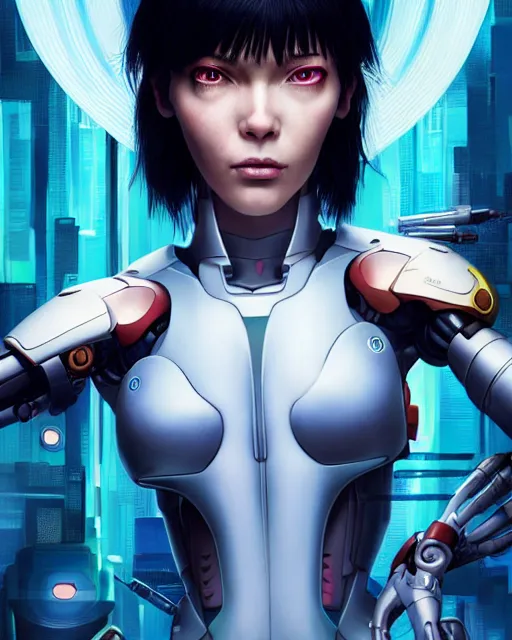 Image similar to weta disney movie still portrait photo of elle brooke as the major ghost in the shell as cyborg woman by pixar, by weta, wlop, ilya kuvshinov, rossdraws, artgerm, maxim cover, latex, sweaty, iridescent, bright morning, anime, liosh, mucha