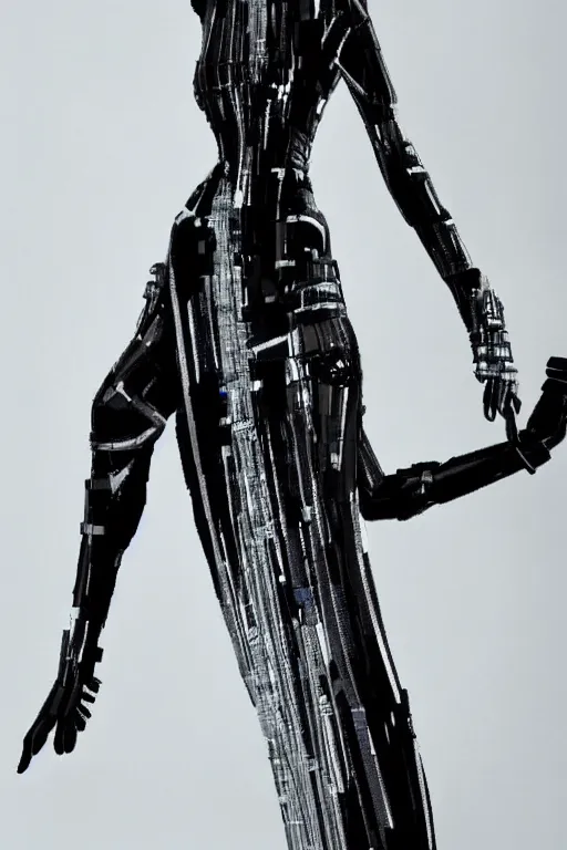 Image similar to futuristic haute couture dress styled by iris van herpin, yoji shinkawa, sharp detailed lines