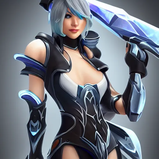 Prompt: new photorealistic and robot league of legends ashe skin