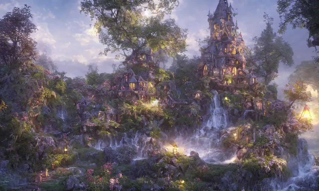 Image similar to fairy tale place, trending on artstation, by octane render