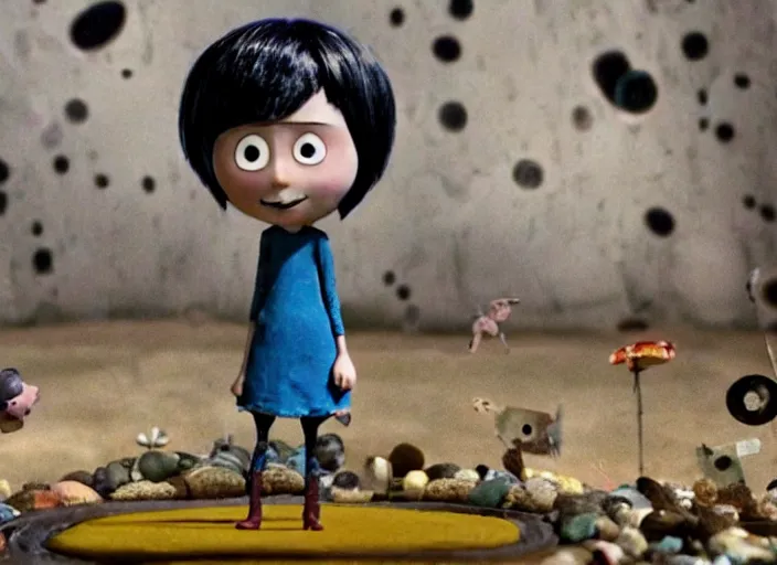 Image similar to a very high resolution image from a new movie. stop motion. coraline. directed by wes anderson