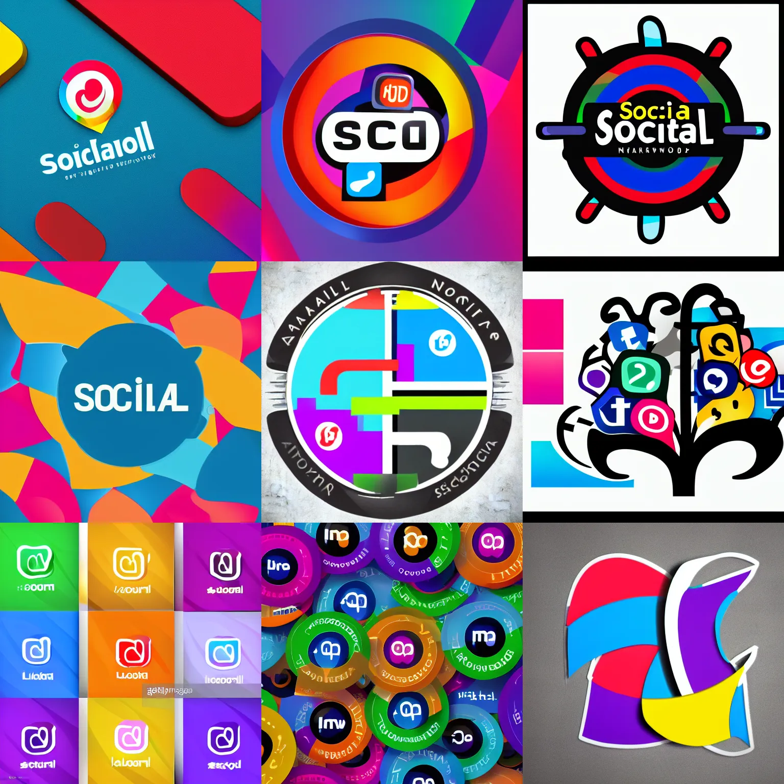 Prompt: logo for a social network, logo design, logo design, vibrant colors