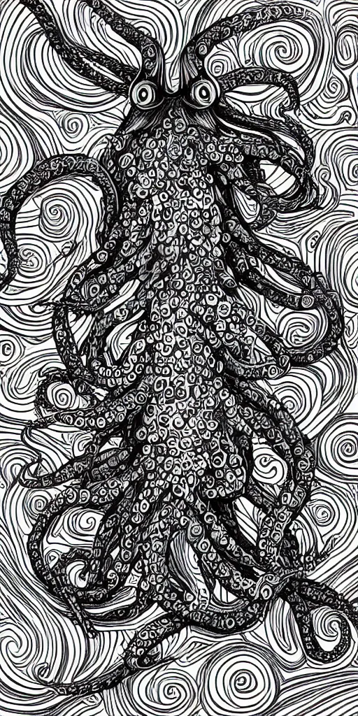 Prompt: psychedelic portrait of an angry octopus, cartoon illustration, finely detailed, photorealistic illustration, “ go away ”,