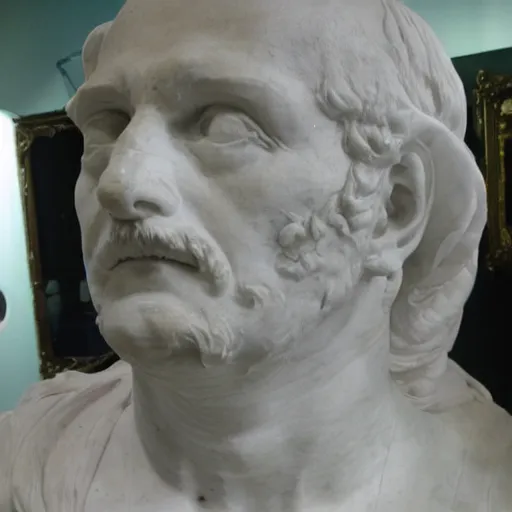 Image similar to julius cesar's bust wrapped in skin