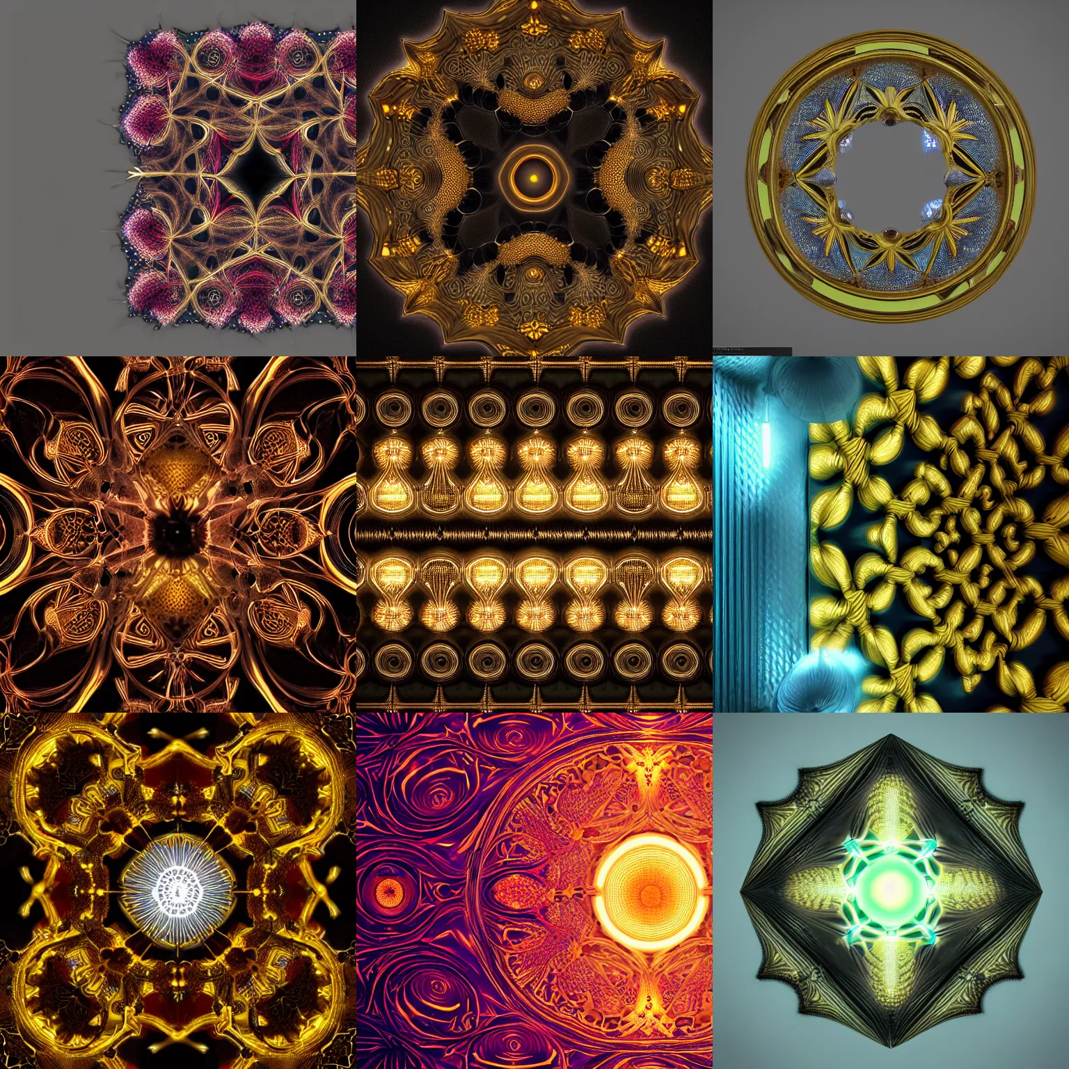Prompt: infinite fractal. ornate. mandlebulb. octane render. dark, neon, glowing, ceramic, gilded