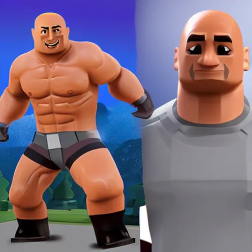 Image similar to dwayne the rock johnson as a roblox character