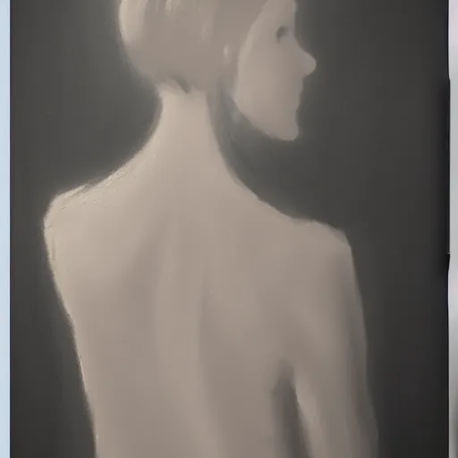 Image similar to a faceless!!!!! woman posing for the camera, charcoal painting!!!!!, trending on artstation, 4 k, 8 k, artstation hd, artstation hq, artistic interpretation, 1 9 5 0 s style