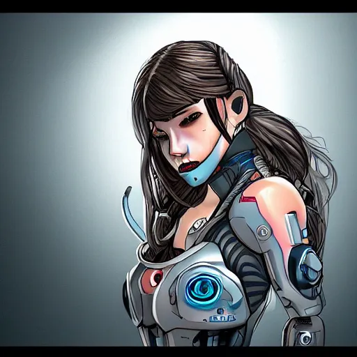 Image similar to cyborg girl comic style trending on art station