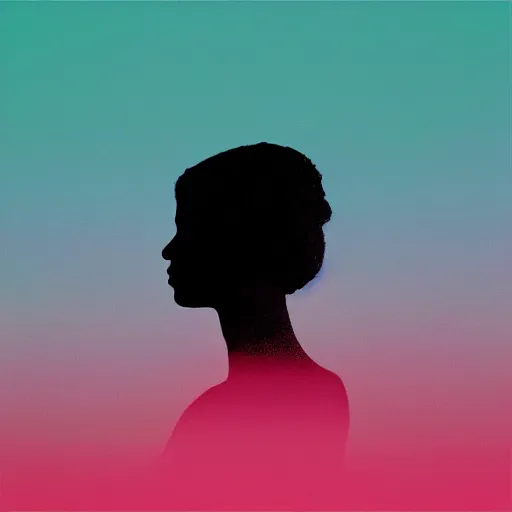 Prompt: reaction-diffusion pattern forming the silhouette of woman as an album cover, pastel palette silhouette