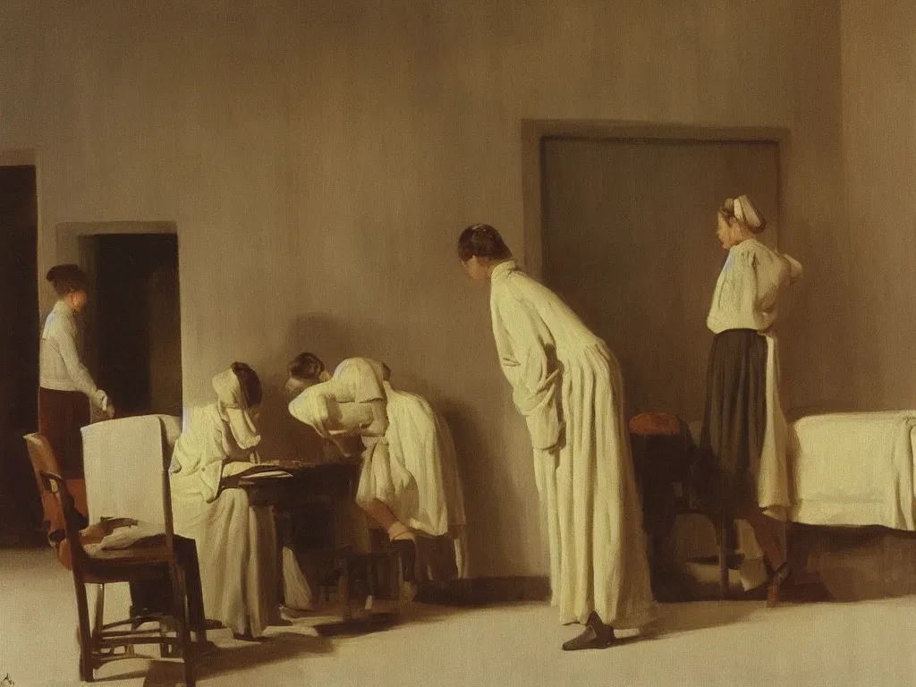 Prompt: a painting of a drama by peter ilsted