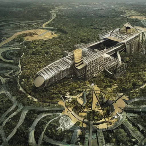 Prompt: a beautiful aerial rendering of the continent of africa by giorgetto giugiaro, overgrown, futuristic, arcology