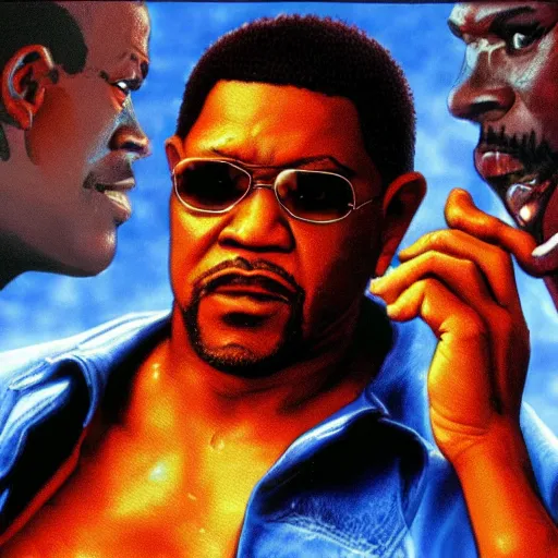 Image similar to portrait of forest whitaker in double dragon video game splash screen