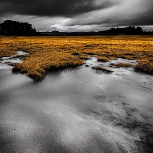 Image similar to moody lanscape, (Sony a7R IV, symmetric balance, polarizing filter, Photolab, Lightroom, 4K, Dolby Vision, Photography Award)