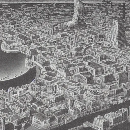 Prompt: a beautiful highly detailed rendering of a lunar eclipse city