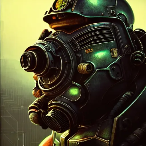 Prompt: perfectly - centered!! looking at the camera!!! low - angle!! portrait of fallout brotherhood in power armor intricate abstract upper body intricate artwork, by tooth wu, wlop, beeple, dan mumford. concept art, octane render, deviantart, greg rutkowski, cinematic arthouse, key art, hyper realism, iridescent accents