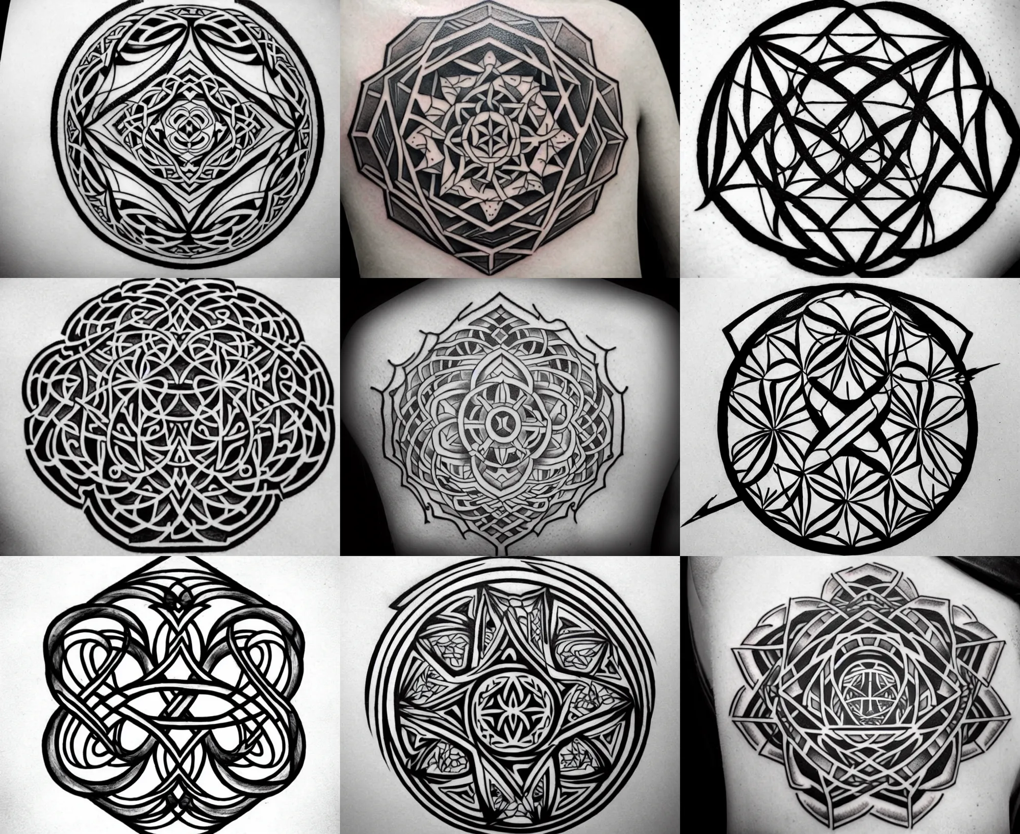 Prompt: detailed amazing tattoo stencil of a penrose object, symmetrical