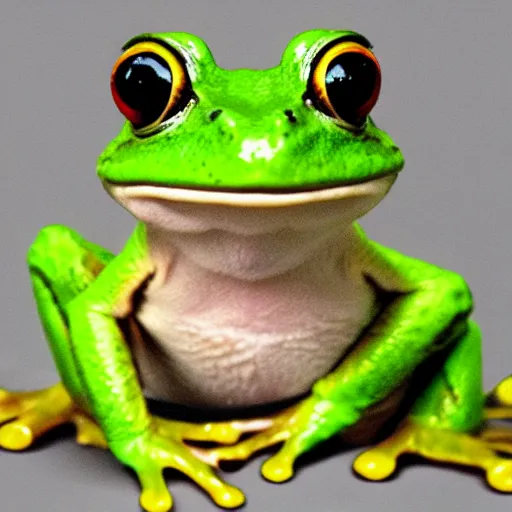 Prompt: smiling cute frog portrait