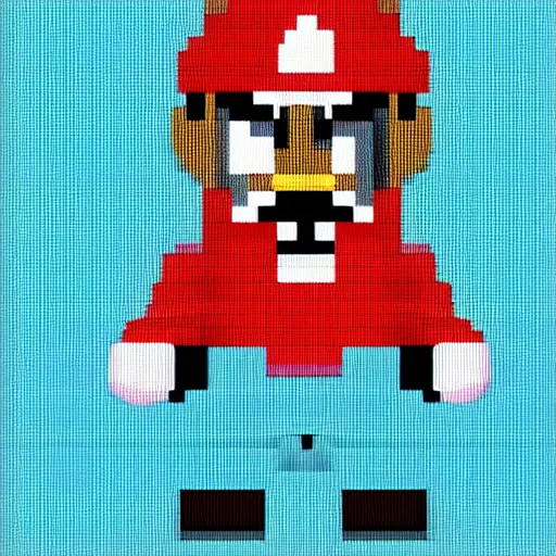 Image similar to a psychologically scary super mario, pixel art style