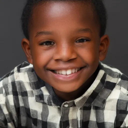 Image similar to photo of a black boy smiling, studio portrait